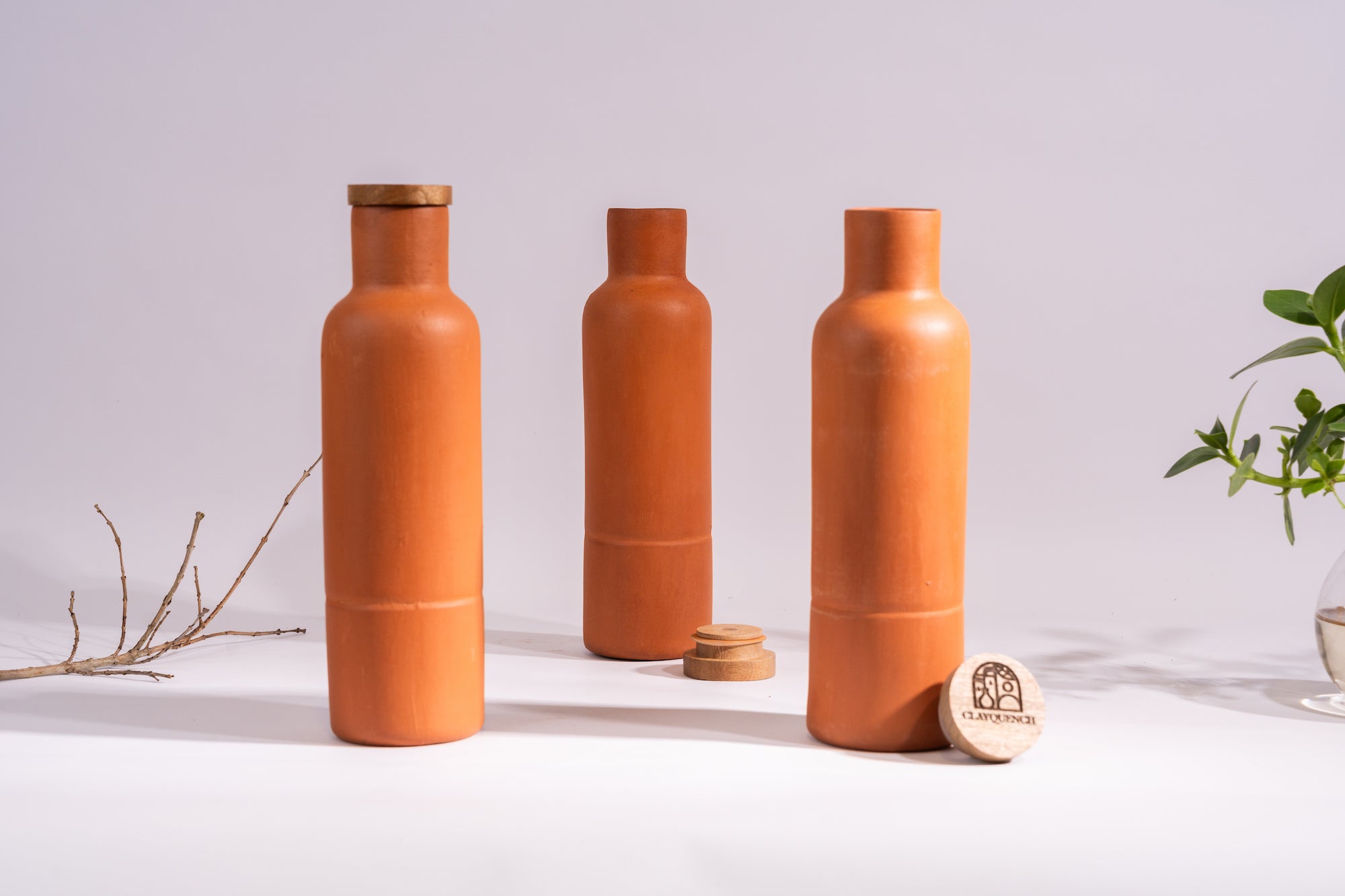 Terracotta Clay Water Bottle